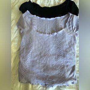 SHEIN Black and Lavender Lace Blouses